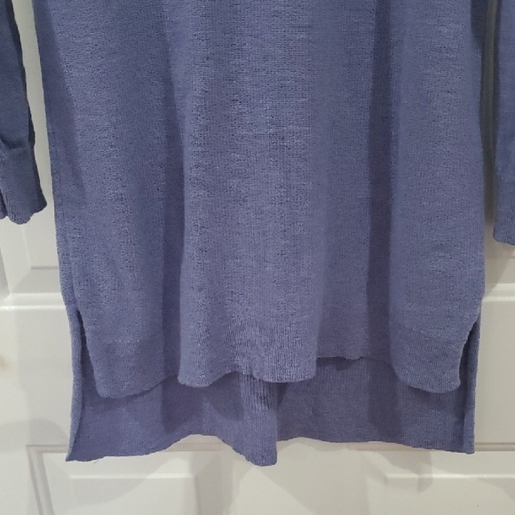 Eileen Fisher HI LOW dusty Blue Wool Sweater - Picture 12 of 13